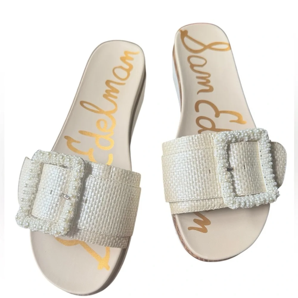 Sam Edelman Cream Slide Sandals - Picture 3 of 11